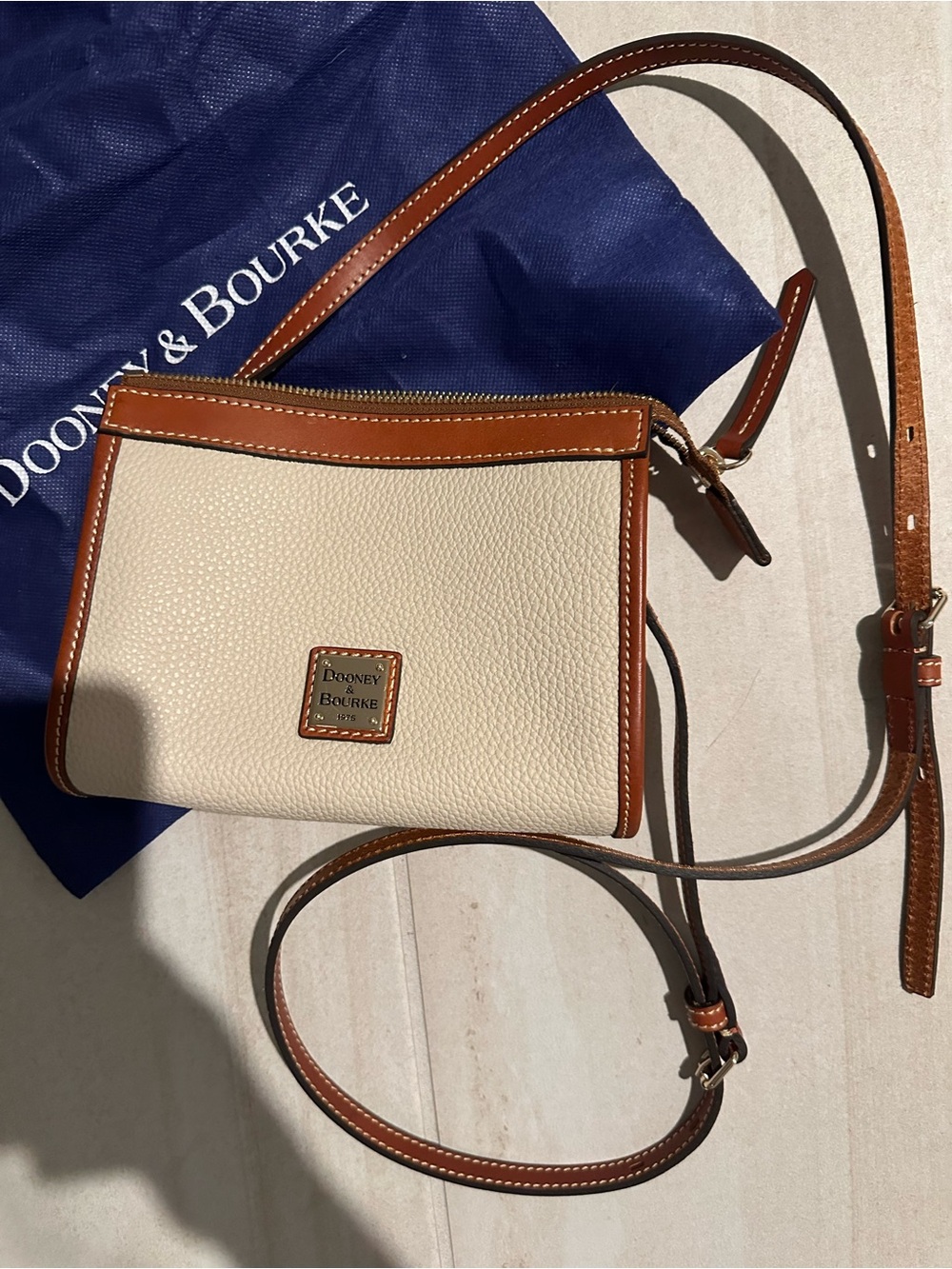 Dooney & Bourke Cream Crossbody with Brown Trim
